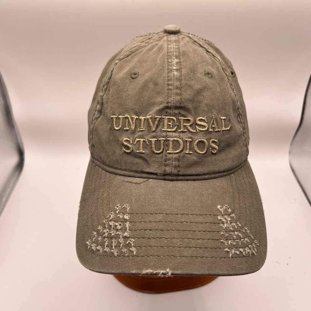 Universal Studios Hat Mens One Size Olive Green Distressed Souvenir Baseball Cap